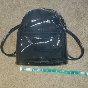 Mini platinum leather backpack